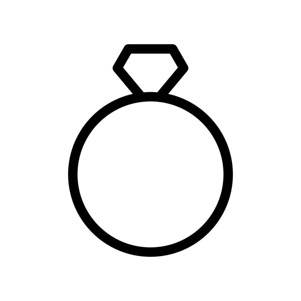 ícone de anel de diamante de casamento em design de estilo de linha isolado no fundo branco. curso editável. vetor