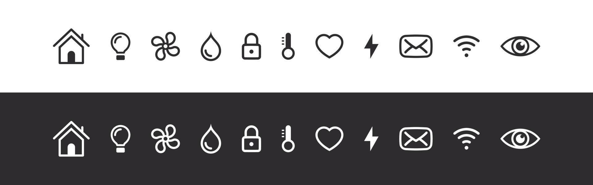 conjunto de sinais de casa inteligente. ícones funcionais de casa inteligente. ícones vetoriais lineares vetor