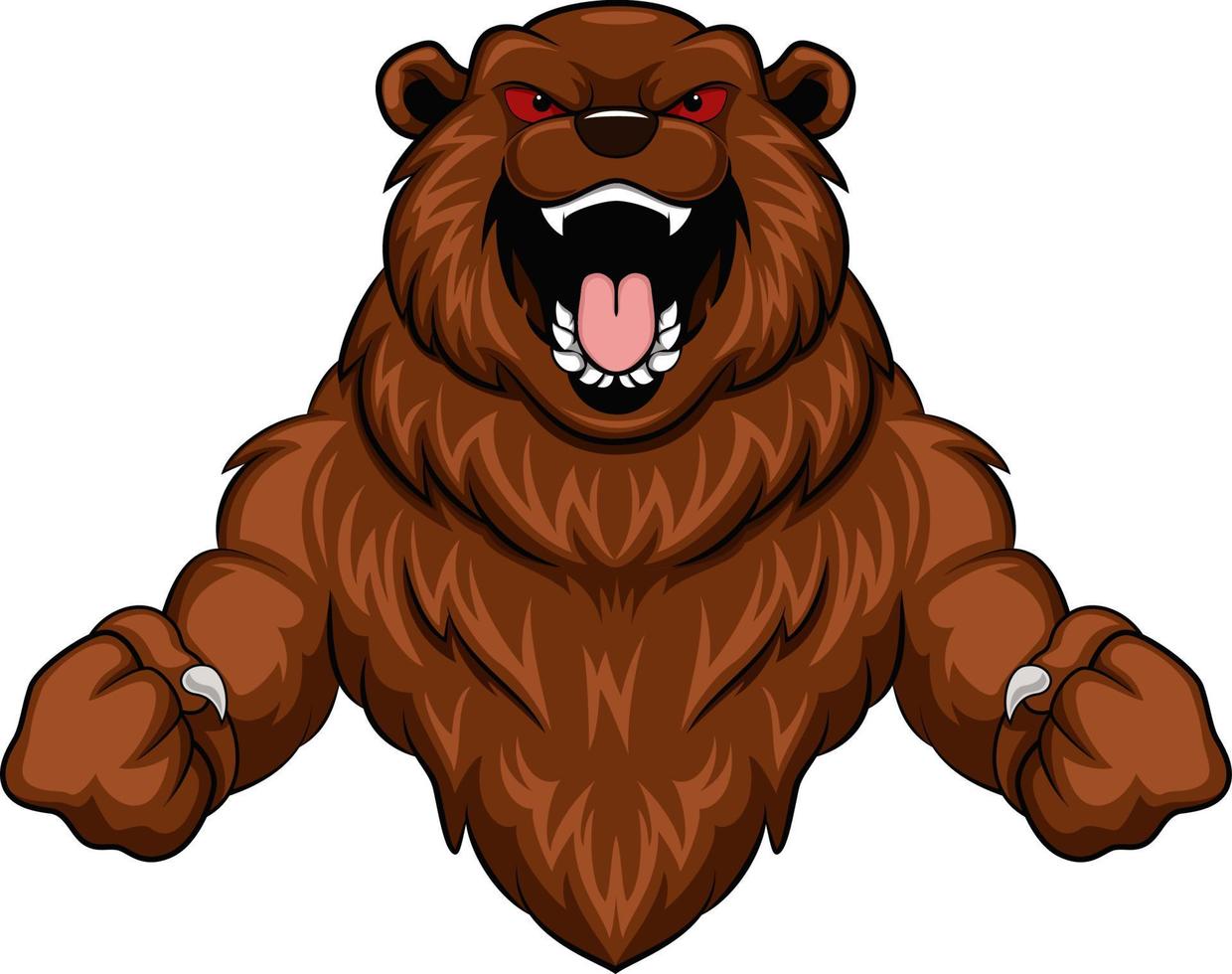 personagem de mascote de desenho animado de urso bravo vetor