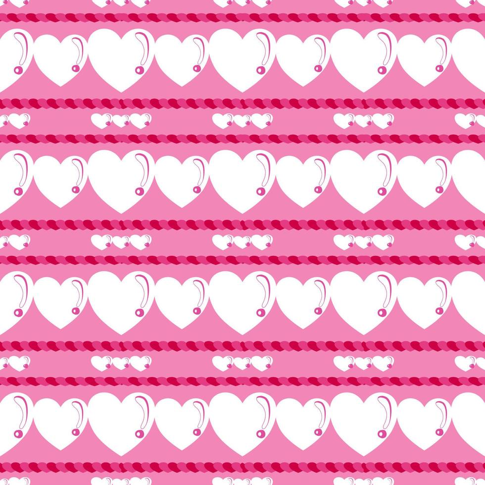 padrão de coração branco grande e pequeno separado pela sobreposição de linhas vermelhas e rosa no fundo rosa. vetor