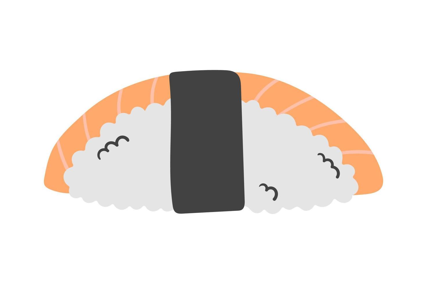 sushi de comida japonesa com salmão no estilo flat doodle. ilustração vetorial para restaurante de menu, entrega de comida vetor