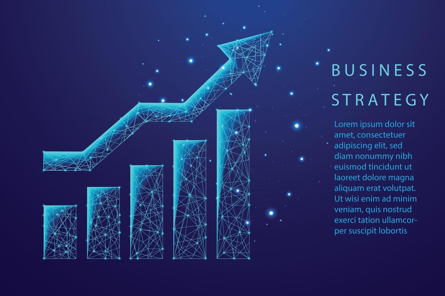 gráfico de crescimento design de estilo poli baixo azul conceito de estratégia de negócios geométrica vetor