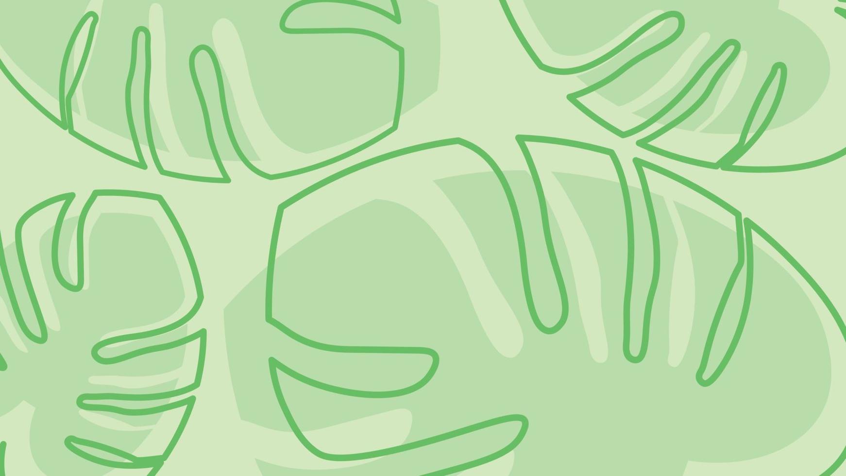 linha simples deixa fundo de banner padrão no modelo monstera verde vetor