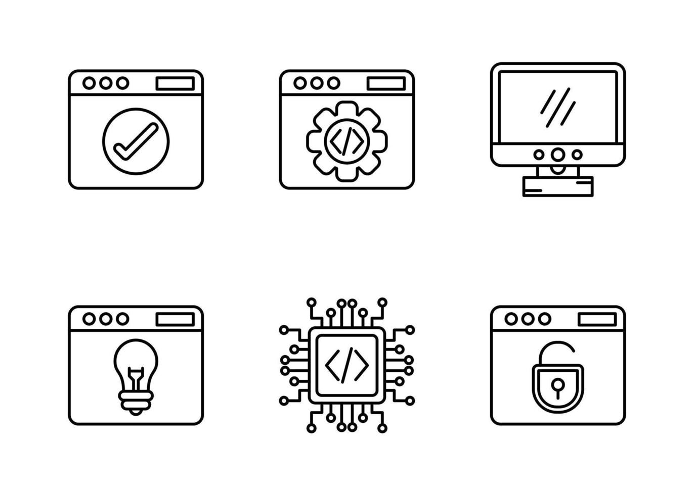 conjunto de ícones vetoriais de desenvolvimento web vetor