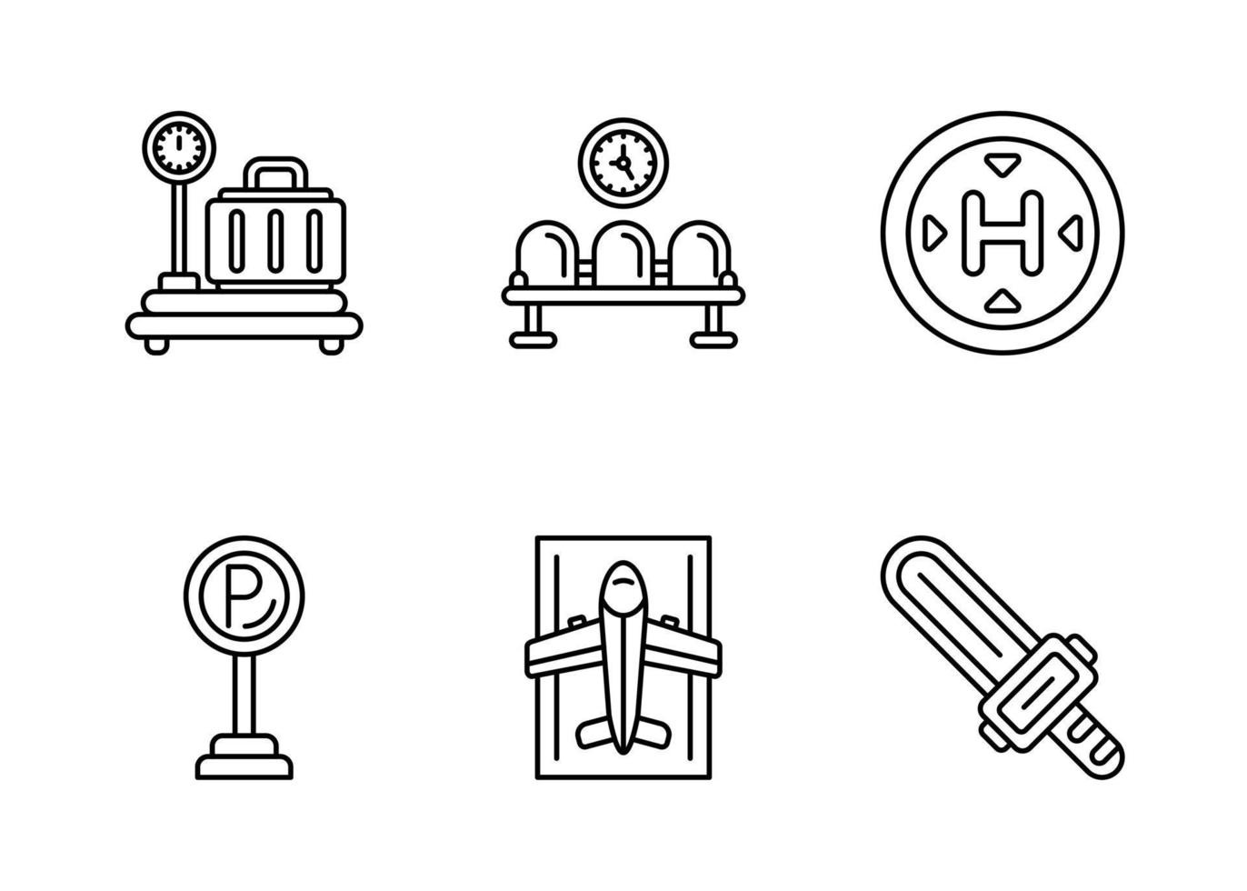 conjunto de ícones vetoriais de aeroporto vetor