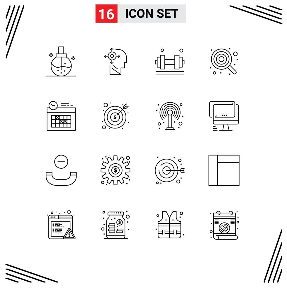 pacote de esboço de 16 símbolos universais de elementos de design de vetores editáveis de ginásio de bebê de cabeça de criança