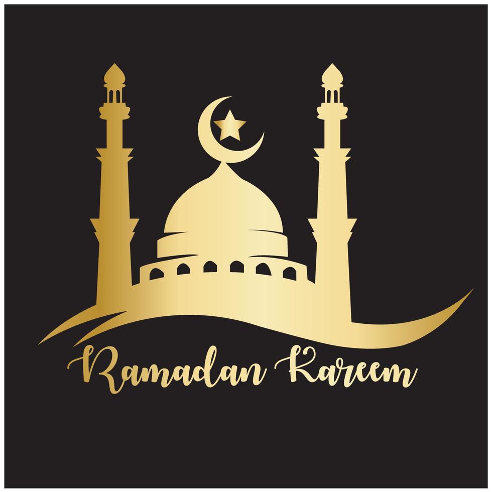 bandeira do conceito de ramadan kareem 3d moldura de ouro janela árabe no fundo bonito bela ilustração em vetor padrão árabe pendurando lua crescente dourada e estrelas cortadas em papel nas nuvens para texto