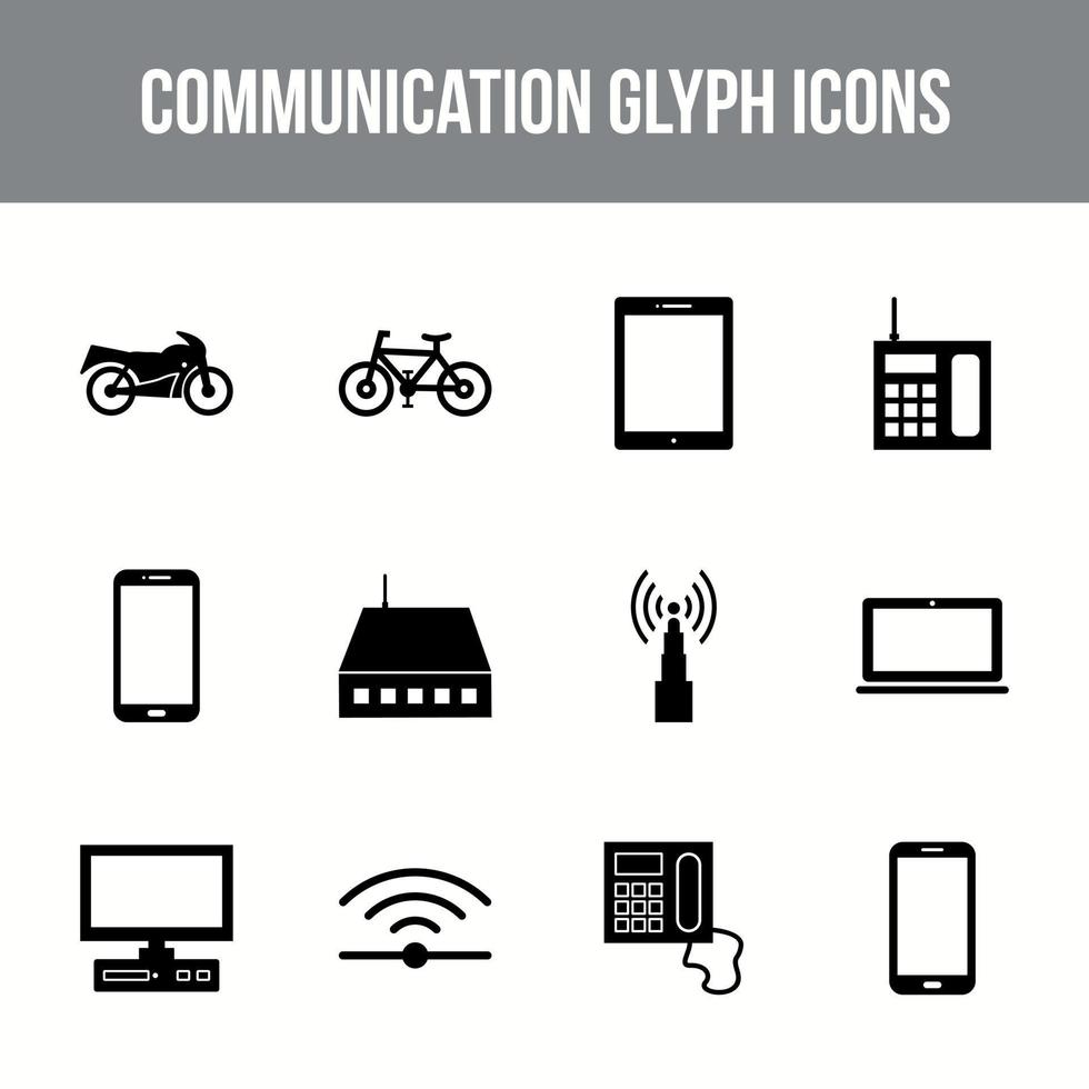 conjunto de ícones de glifo de vetor de comunicação exclusivo