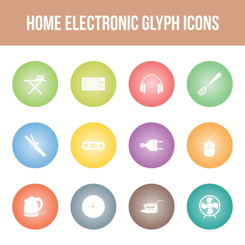 conjunto exclusivo de ícones de glifo vetorial eletrônico doméstico vetor
