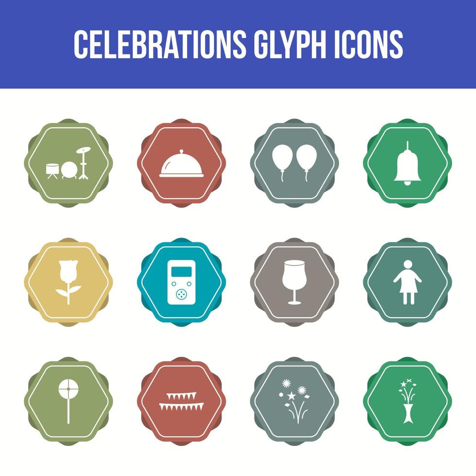 conjunto exclusivo de ícones de glifos vetoriais de celebração vetor