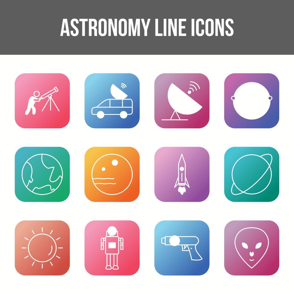 conjunto exclusivo de ícones de linha vetorial de astronomia vetor