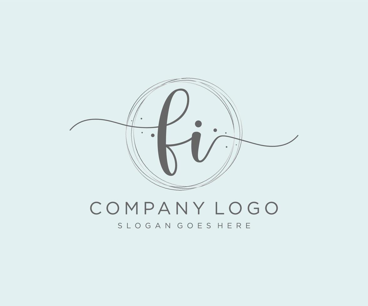 logotipo feminino inicial fi. utilizável para logotipos de natureza, salão, spa, cosméticos e beleza. elemento de modelo de design de logotipo de vetor plana.