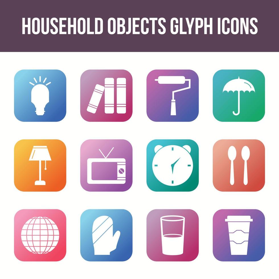 conjunto de ícones de glifo vetorial de objetos domésticos exclusivos vetor