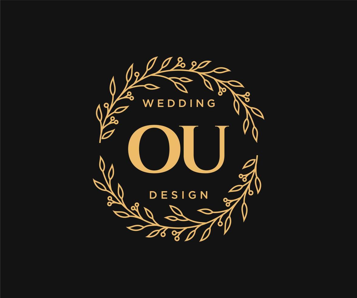 ou coleção de logotipos de monograma de casamento de letra inicial, modelos modernos minimalistas e florais desenhados à mão para cartões de convite, salve a data, identidade elegante para restaurante, boutique, café em vetor