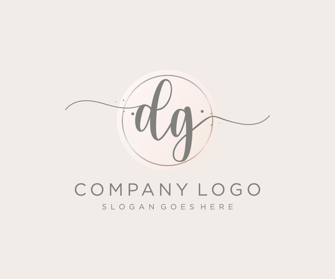 logotipo feminino inicial dg. utilizável para logotipos de natureza, salão, spa, cosméticos e beleza. elemento de modelo de design de logotipo de vetor plana.