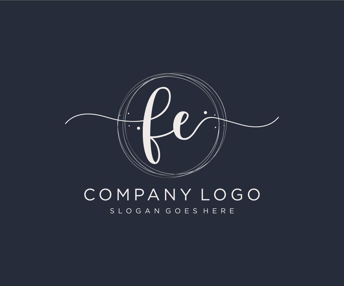 logotipo feminino fe inicial. utilizável para logotipos de natureza, salão, spa, cosméticos e beleza. elemento de modelo de design de logotipo de vetor plana.