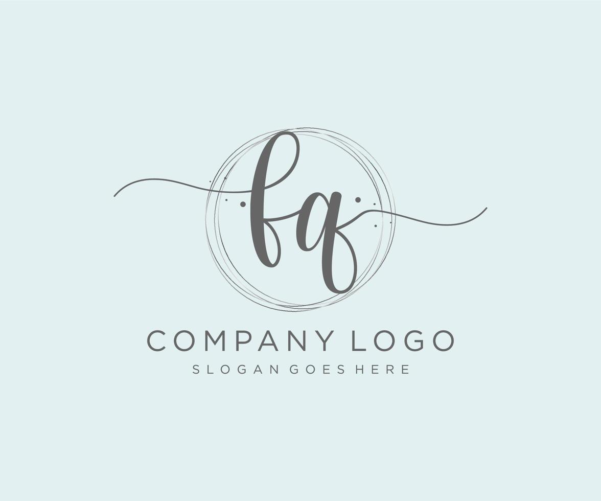 logotipo feminino fq inicial. utilizável para logotipos de natureza, salão, spa, cosméticos e beleza. elemento de modelo de design de logotipo de vetor plana.