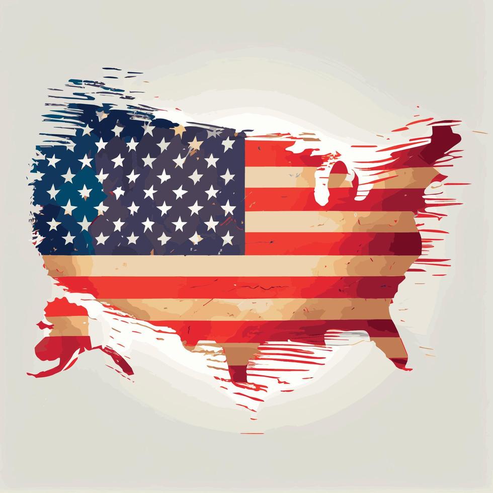 bandeira abstrata realista dos eua na forma de um mapa da américa, dia da independência do país, tradições nacionais vetor