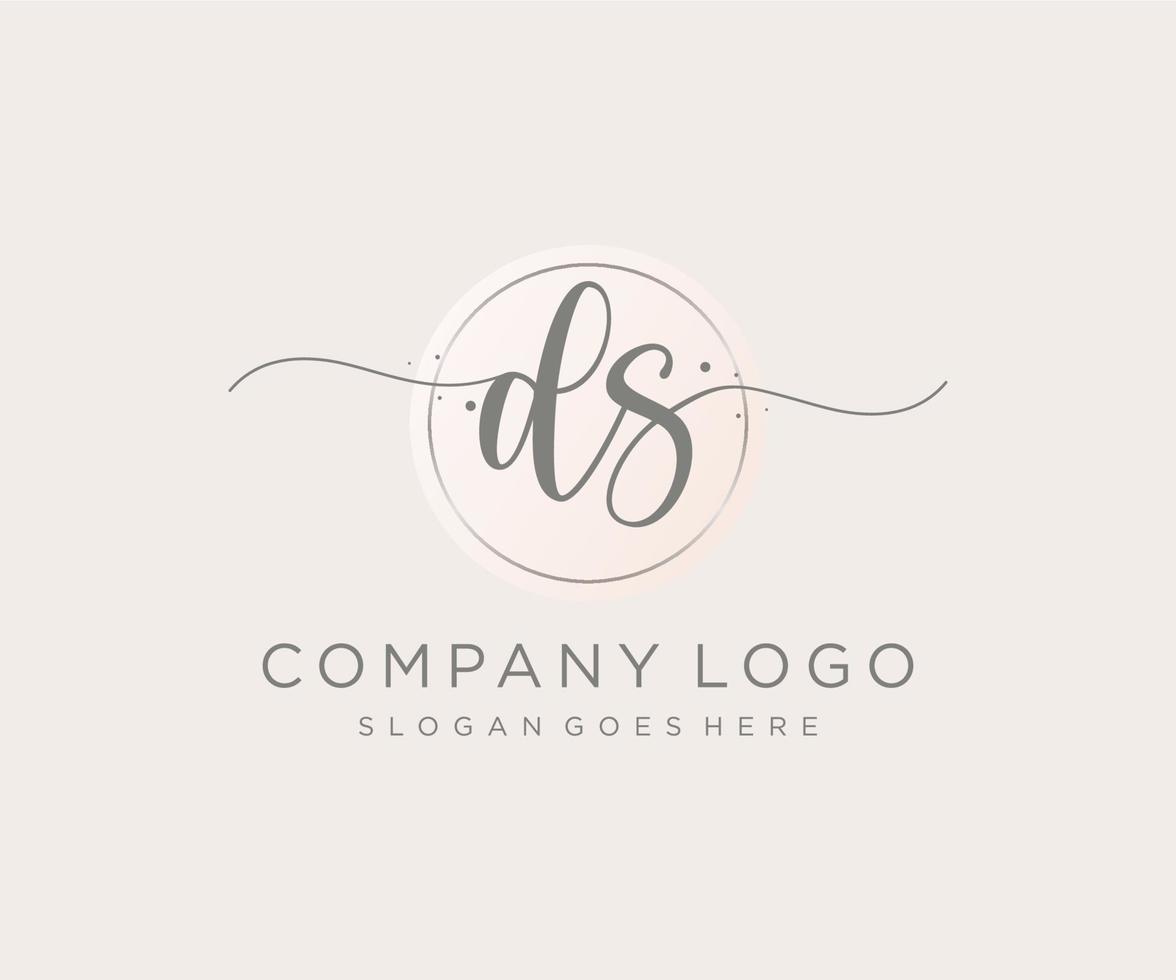 logotipo feminino ds inicial. utilizável para logotipos de natureza, salão, spa, cosméticos e beleza. elemento de modelo de design de logotipo de vetor plana.