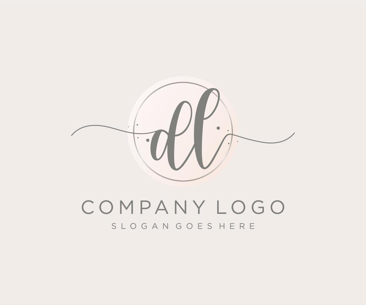 logotipo feminino dl inicial. utilizável para logotipos de natureza, salão, spa, cosméticos e beleza. elemento de modelo de design de logotipo de vetor plana.