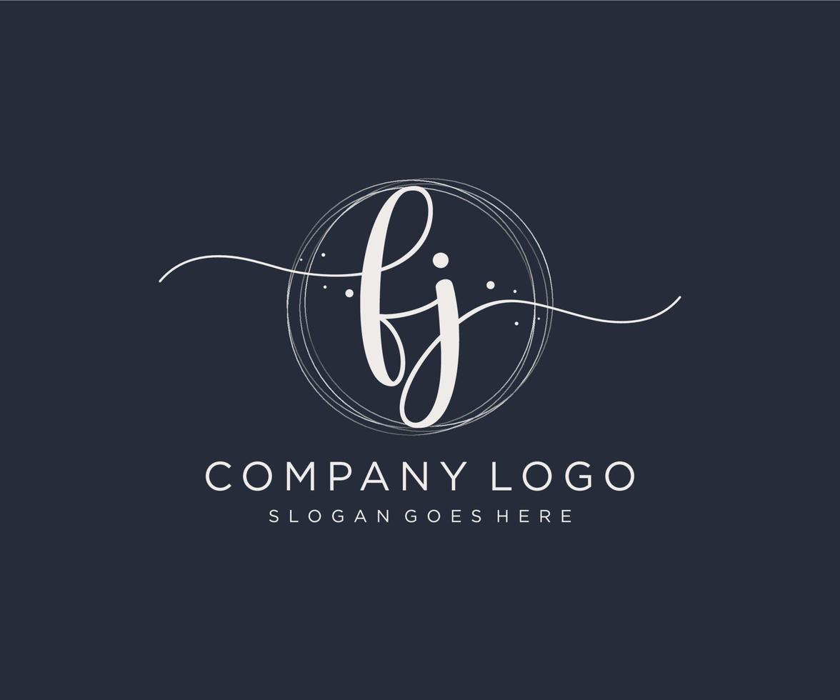 logo feminino inicial fj. utilizável para logotipos de natureza, salão, spa, cosméticos e beleza. elemento de modelo de design de logotipo de vetor plana.