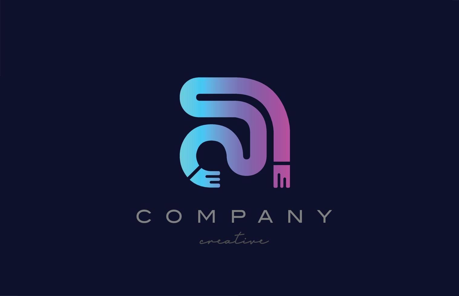 um design de ícone de logotipo de letra do alfabeto rosa e azul. modelo criativo adequado para uma empresa ou negócio vetor