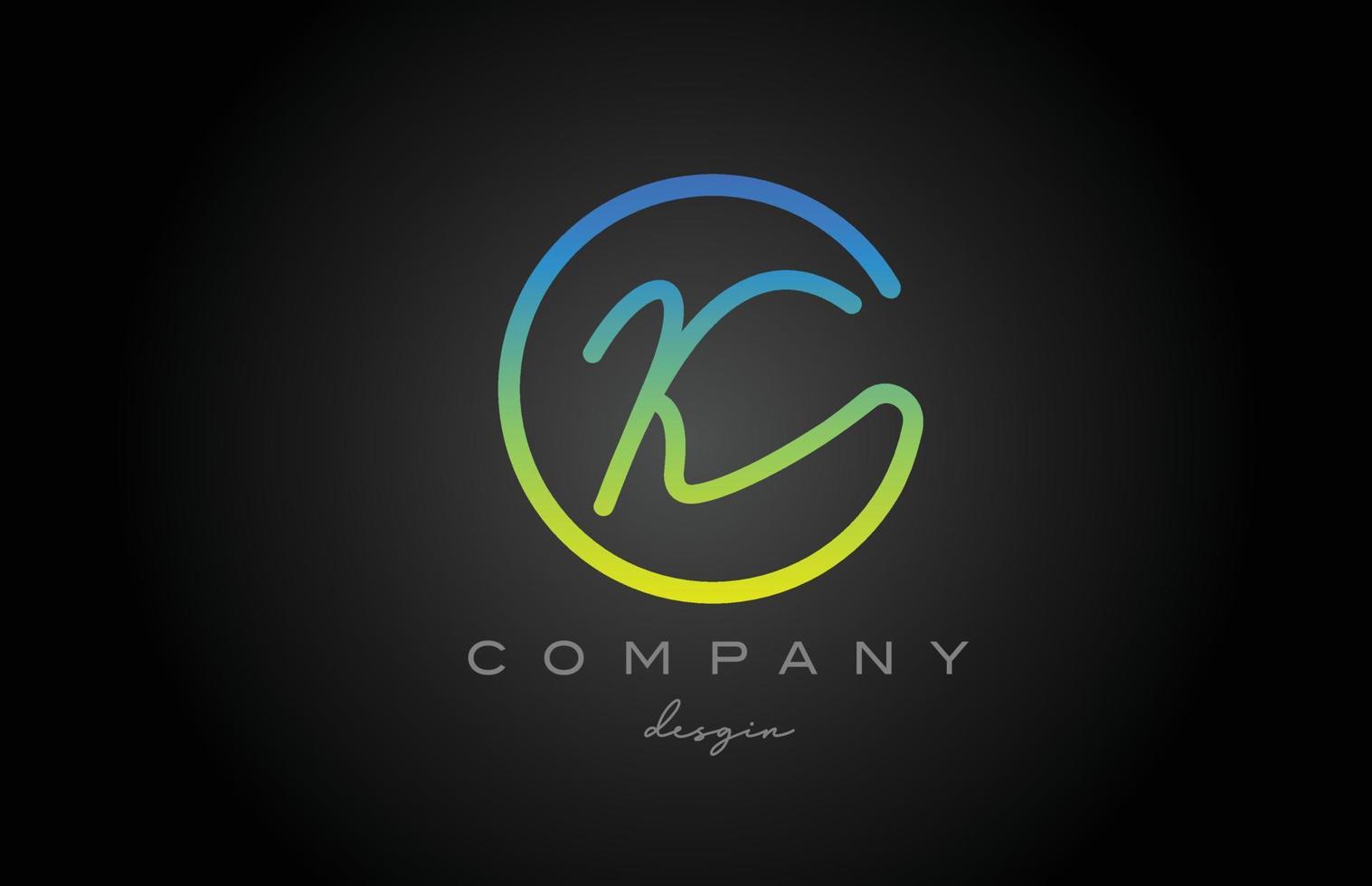 k design de ícone do logotipo da letra do alfabeto verde. modelo criativo conectado manuscrito para empresa e negócios vetor