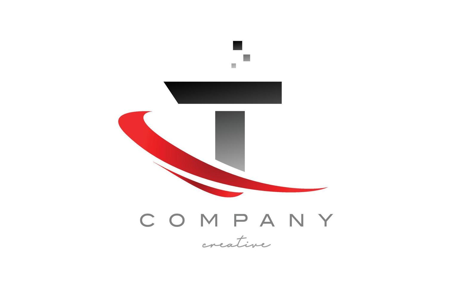 t ícone do logotipo da letra do alfabeto com swoosh vermelho. design adequado para um negócio ou empresa vetor