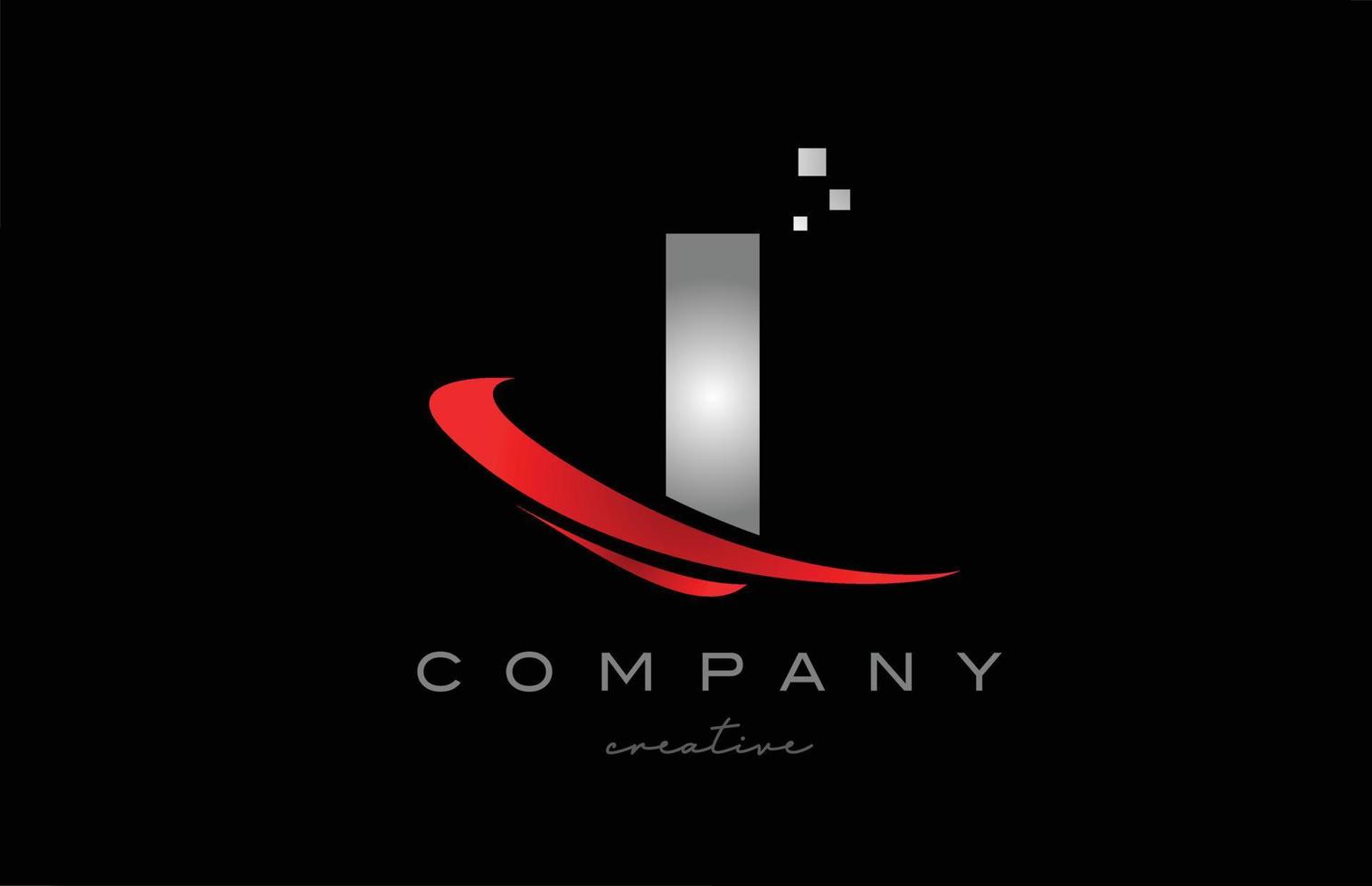 swoosh vermelho i ícone do logotipo da letra do alfabeto com cor cinza. design adequado para um negócio ou empresa vetor