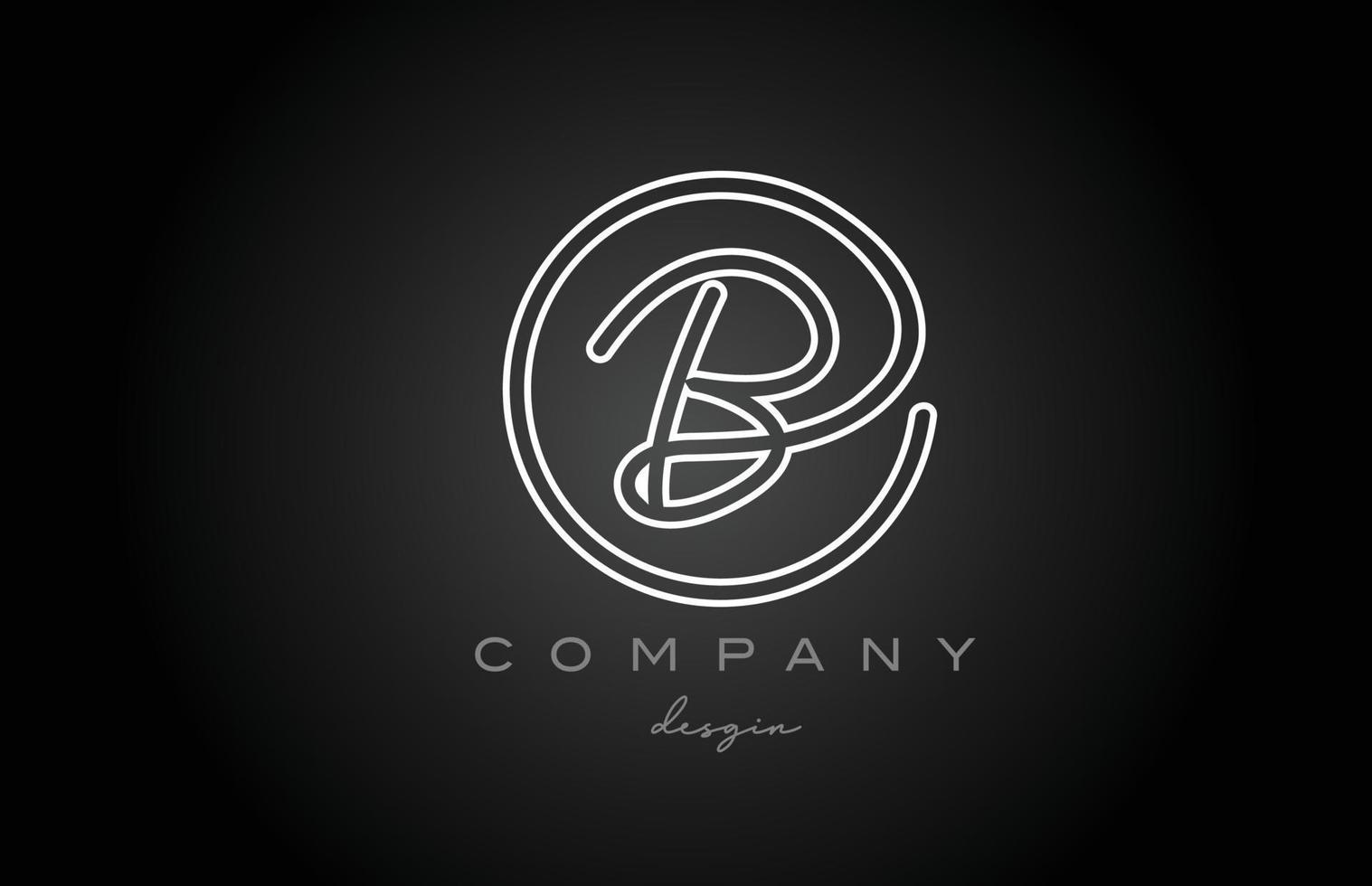 design de ícone do logotipo da letra do alfabeto preto e branco da linha b. modelo criativo conectado manuscrito para empresa e negócios vetor