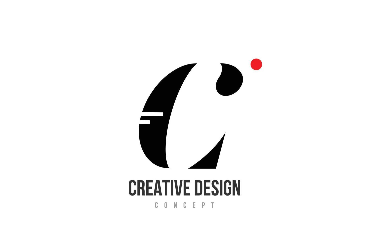 ícone do logotipo da letra do alfabeto ponto vermelho c. modelo criativo preto e branco para um negócio ou empresa vetor