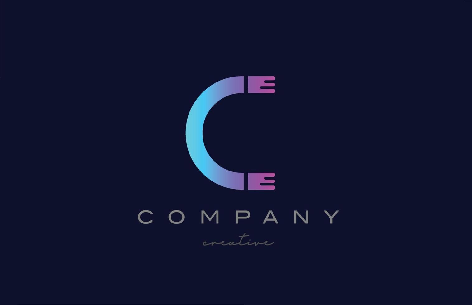 c design de ícone do logotipo da letra do alfabeto rosa e azul. modelo criativo adequado para uma empresa ou negócio vetor