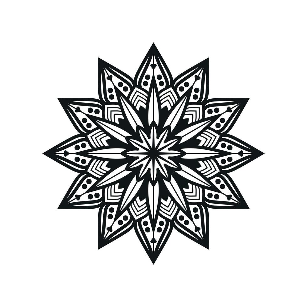 arte de mandala de flor preto e branco vetor