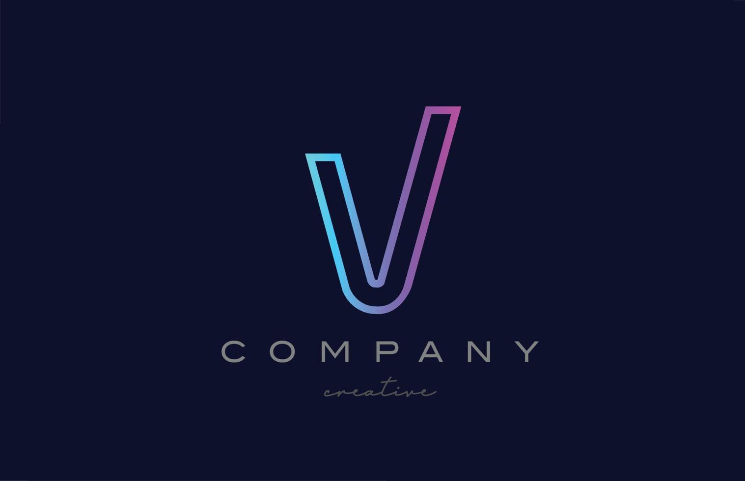 rosa azul v ícone do logotipo da letra do alfabeto. modelo criativo para uma empresa ou negócio com design de linha vetor