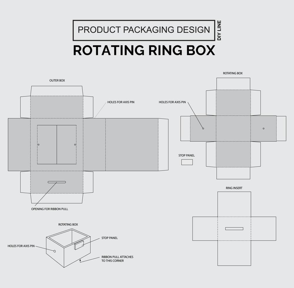 cutomize design de embalagem de produto caixa de anel giratório vetor