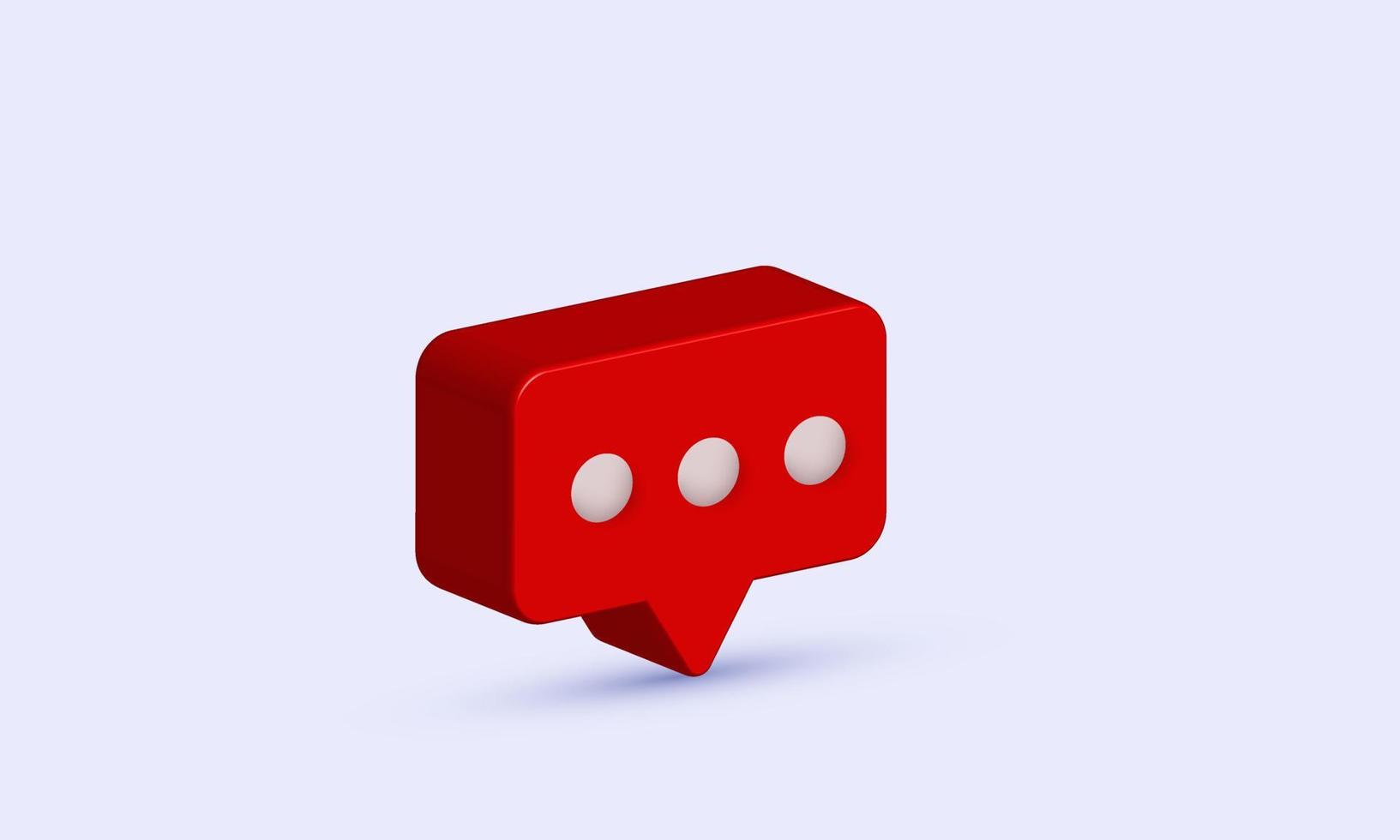 ilustração ícone de mensagem de bate-papo de bolha vermelha realista estilo moderno 3d criativo isolado no fundo vetor