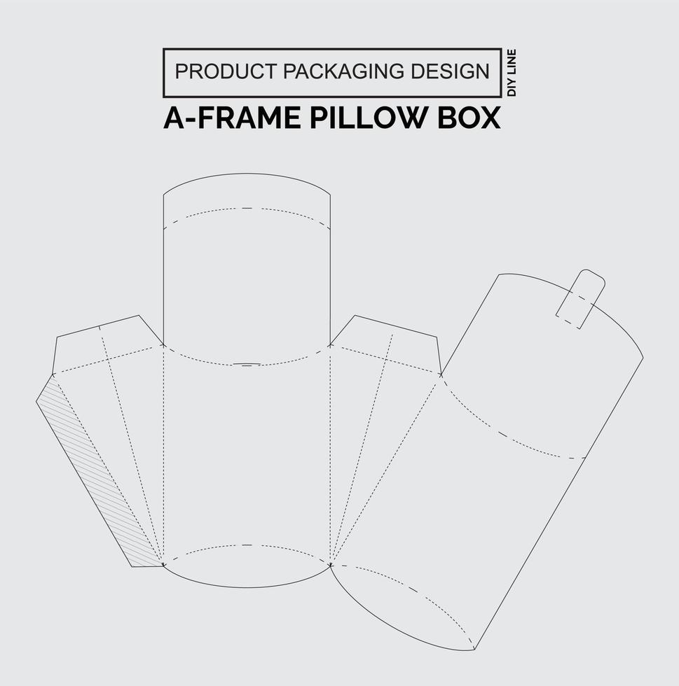 cutomize o design da embalagem do produto uma caixa de travesseiro de moldura vetor