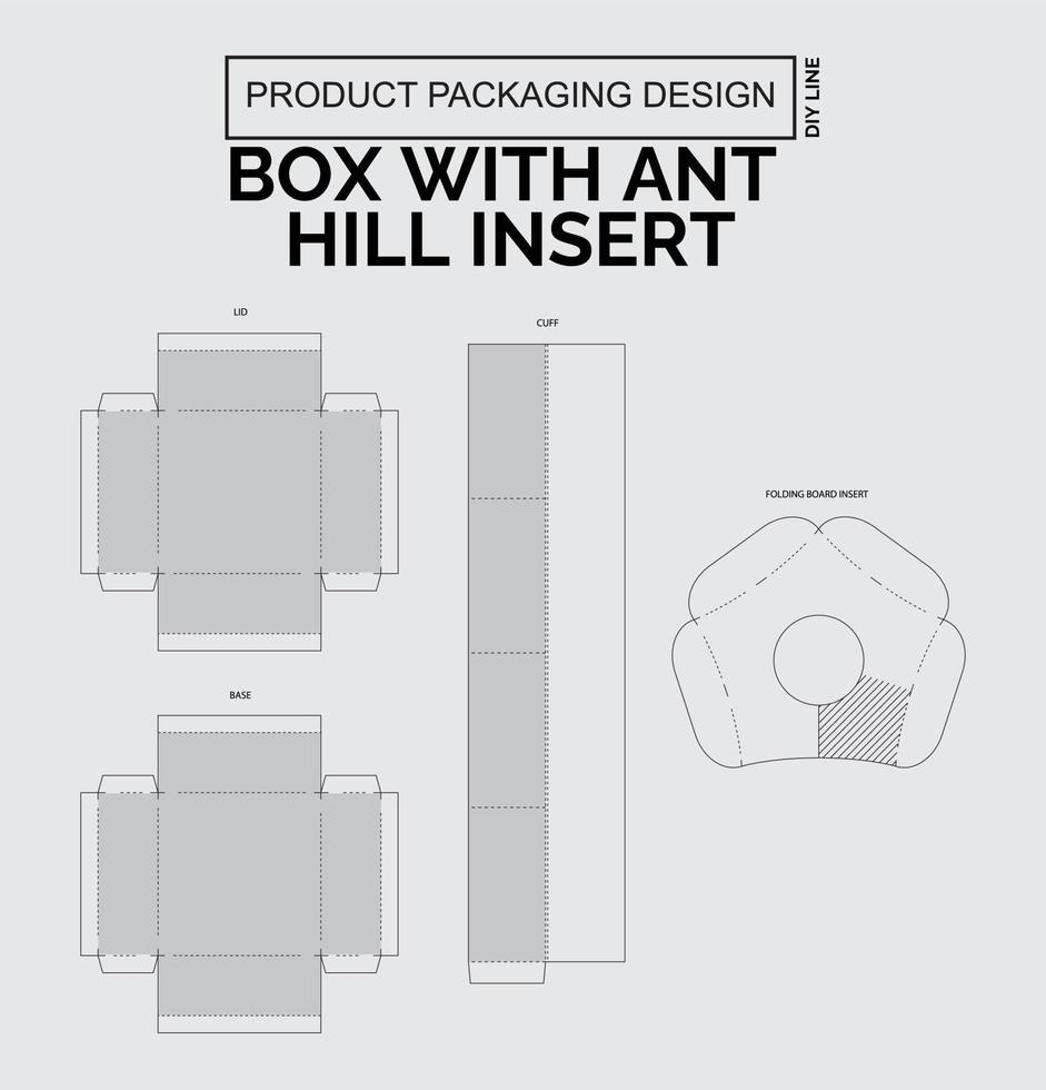 cutomize caixa de design de embalagem de produto com inserção de formigueiro vetor