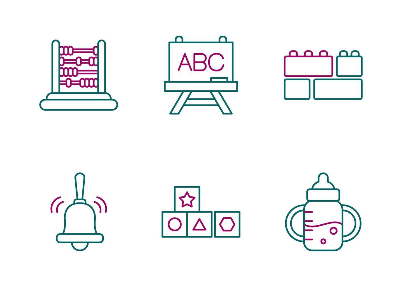 conjunto de ícones vetoriais de educação infantil vetor