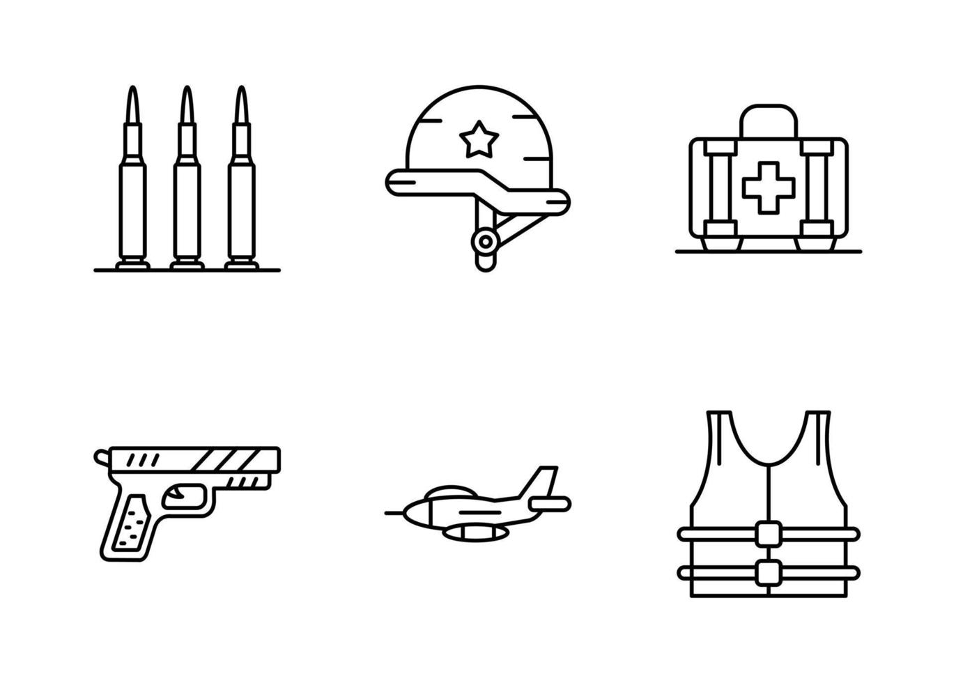 conjunto de ícones vetoriais militares vetor