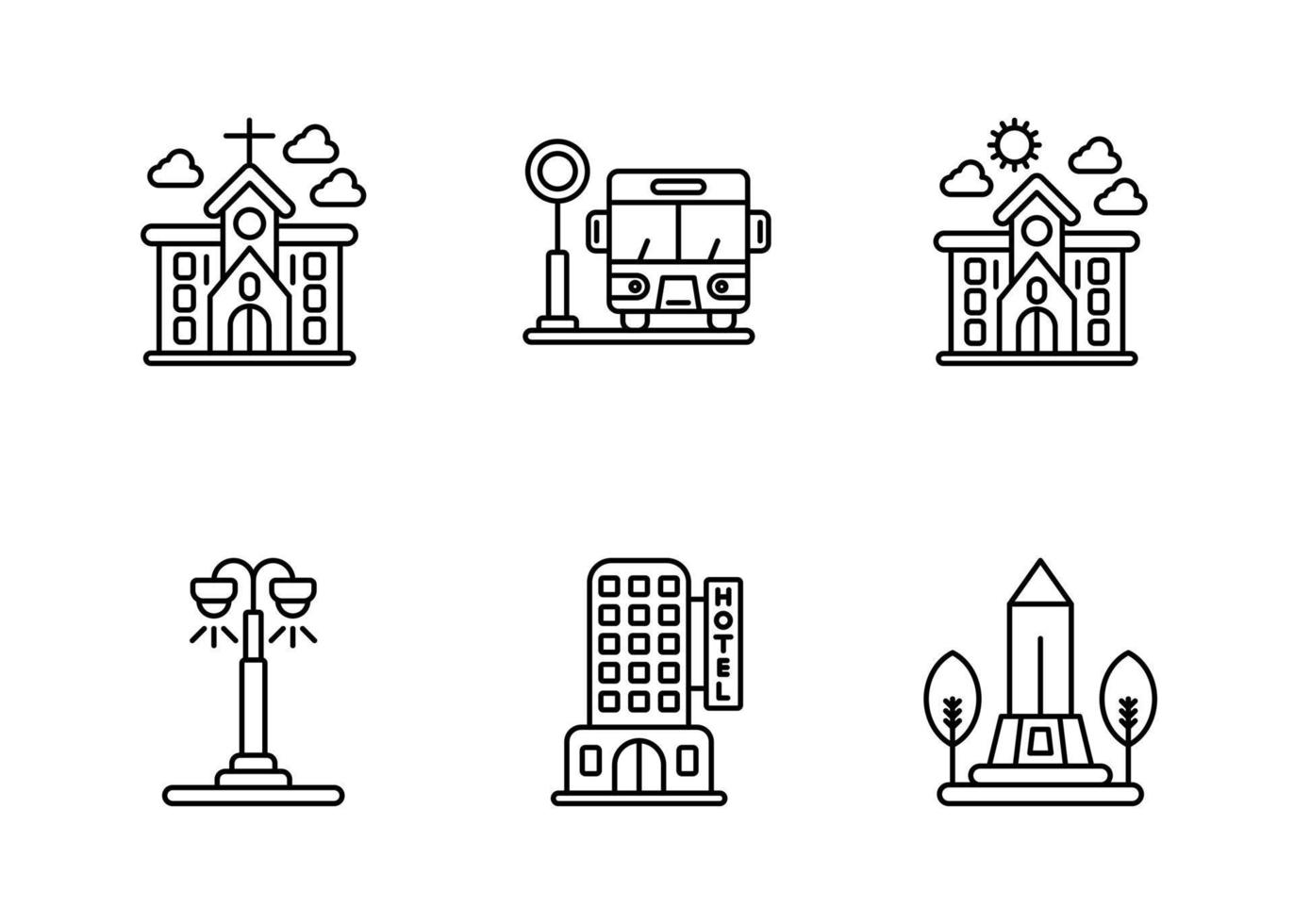 conjunto de ícones vetoriais da cidade vetor
