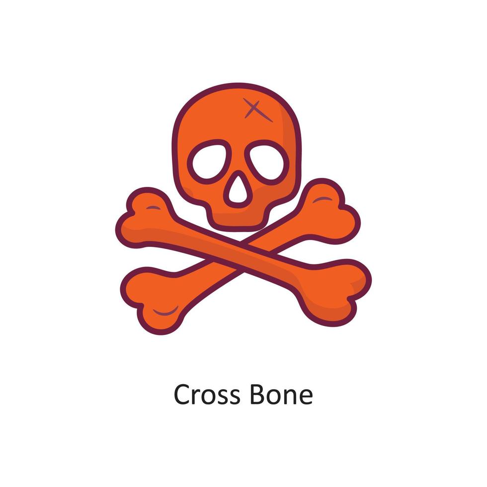 ilustração de design de ícone de contorno cheio de vetor de osso cruzado. símbolo de jogo no arquivo eps 10 de fundo branco