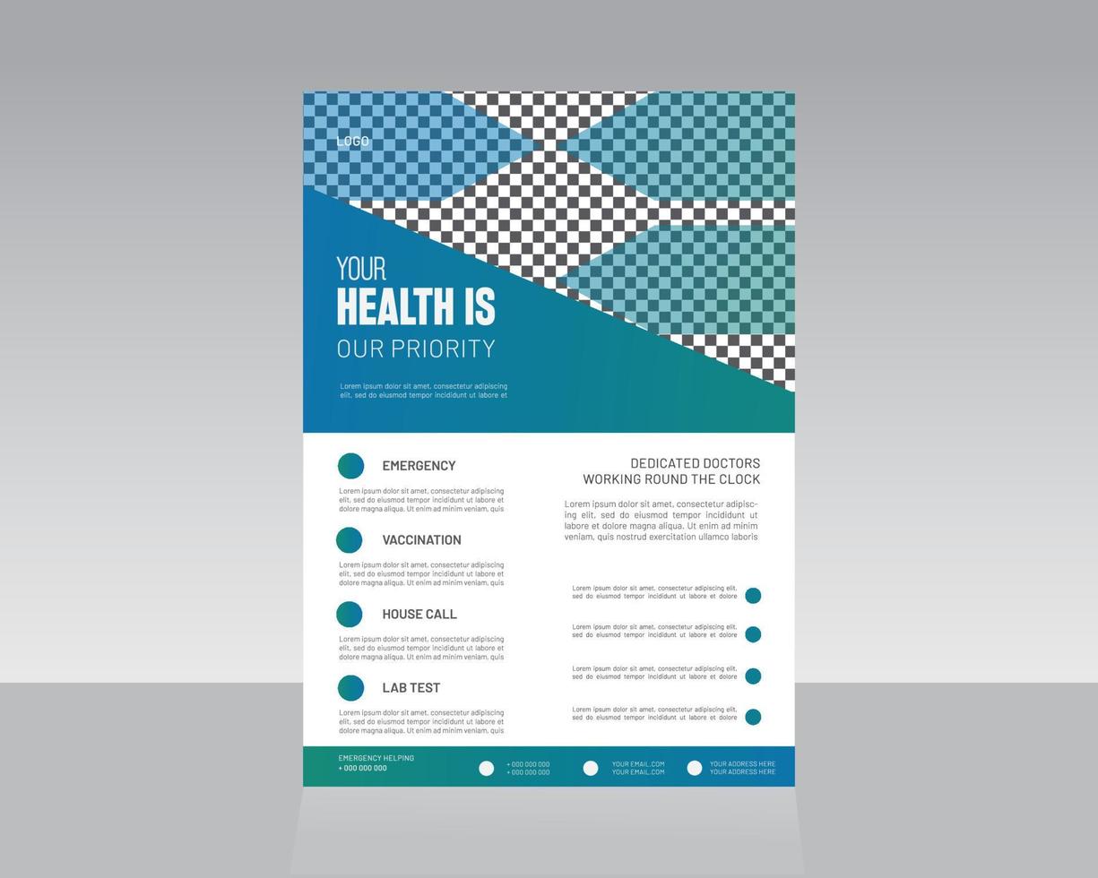 design de modelo de panfleto médico ou de saúde vetor