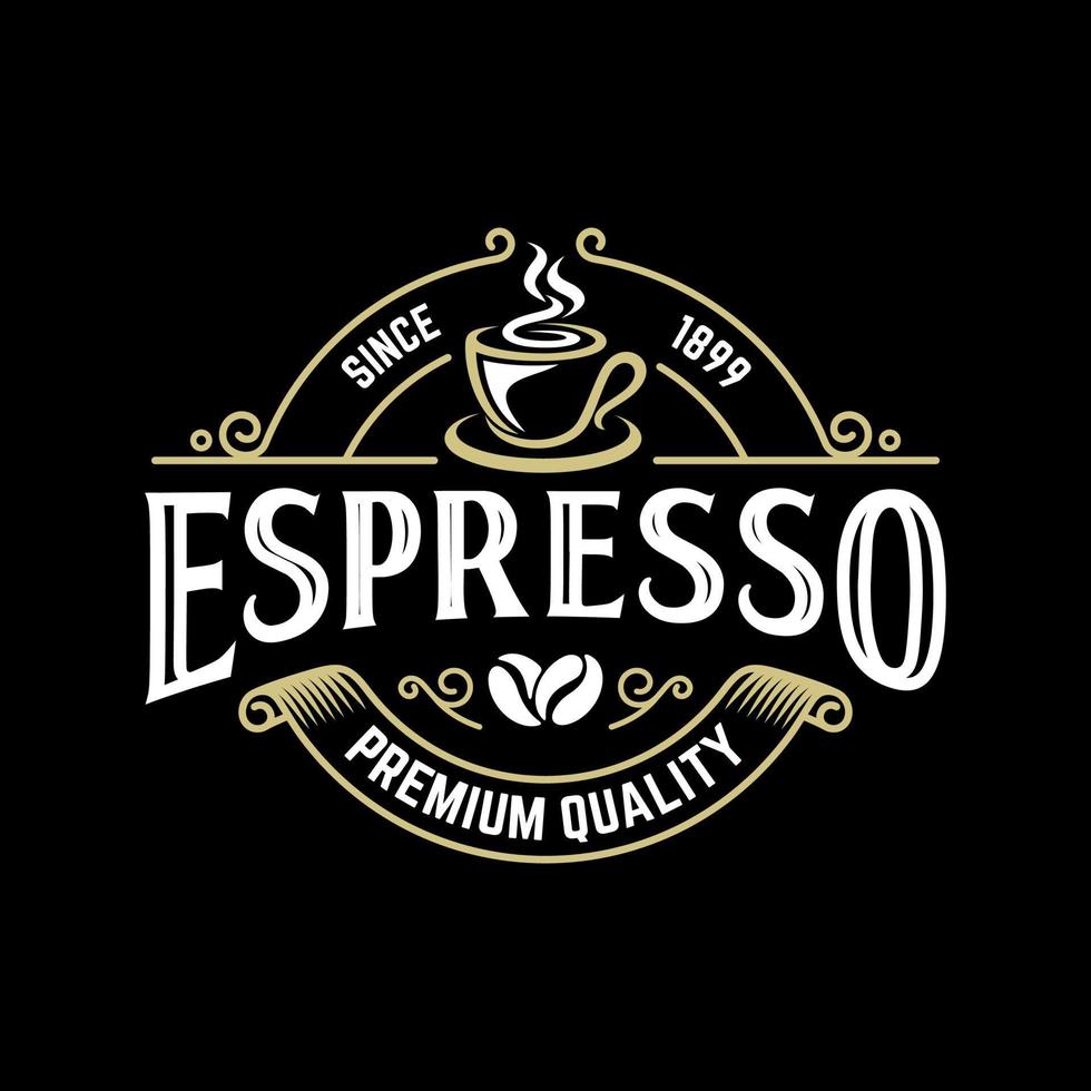 modelo de logotipo de café vintage. logotipo da cafeína. insígnia vintage retrô. distintivo de café retrô. ilustração vetorial vetor