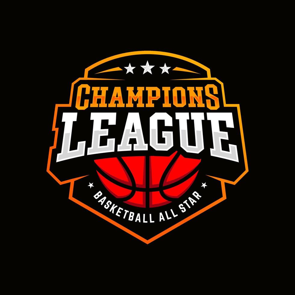 logotipo do clube de basquete, emblema, desenhos com bola. ilustração em vetor distintivo de esporte