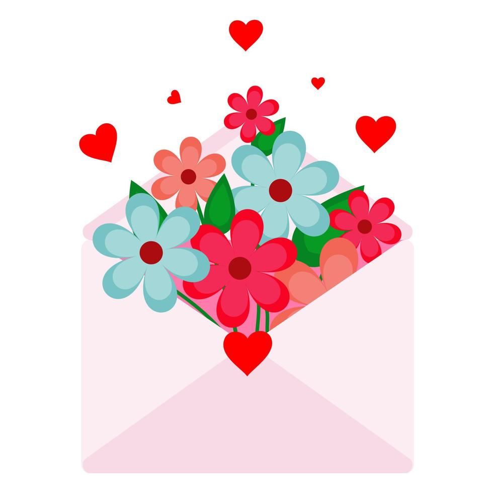 ilustração vetorial. envelope com flores. apresentar um coração vetor