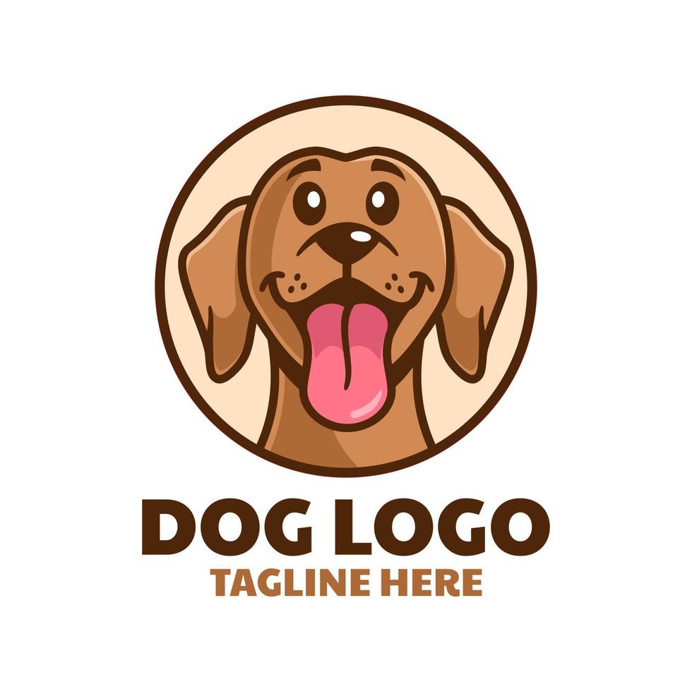 design de logotipo de cabeça de cachorro enfiando a língua para fora vetor