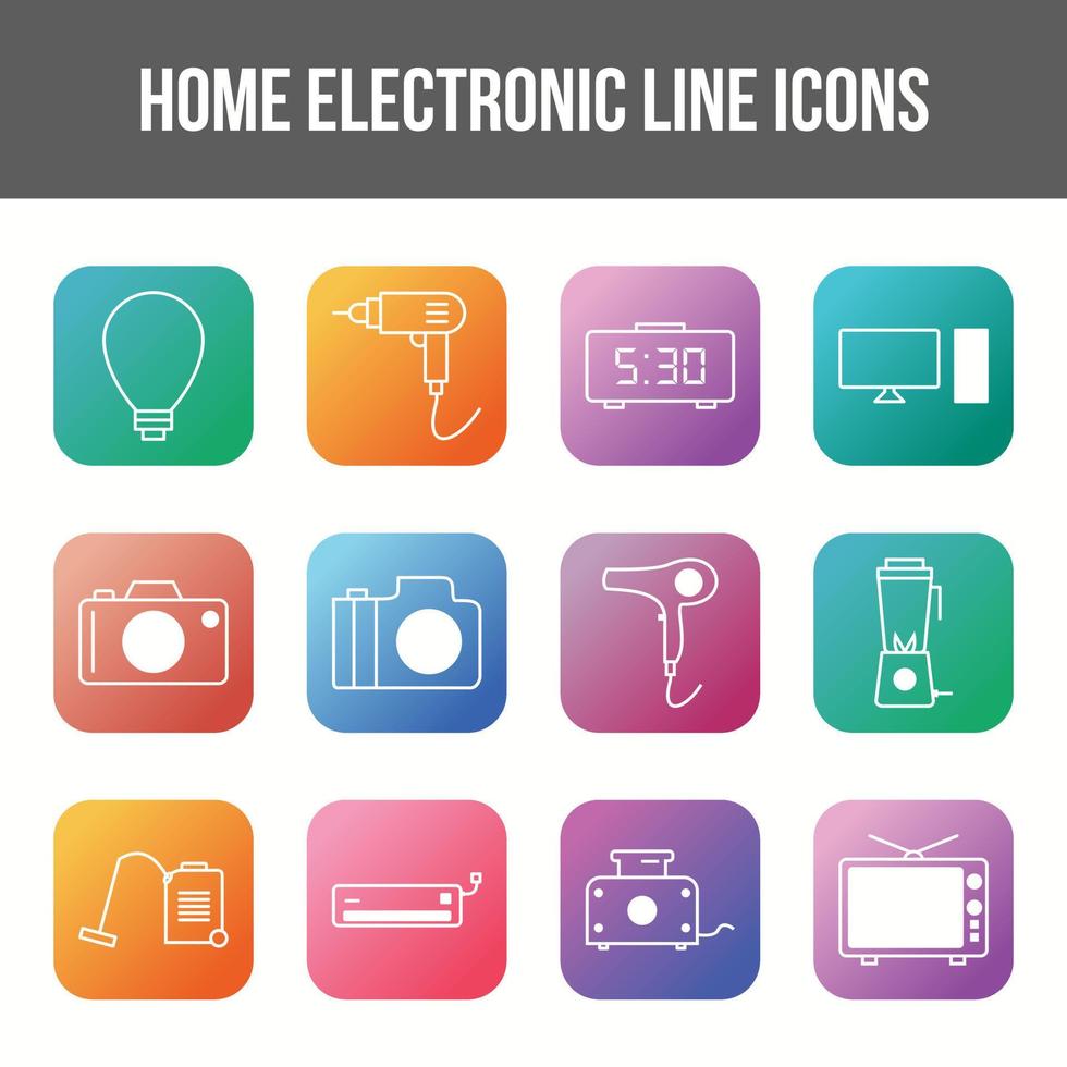conjunto exclusivo de ícones de linha de vetores eletrônicos domésticos