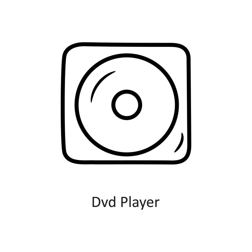 ilustração do projeto do ícone do esboço do vetor do reprodutor de dvd. símbolo de jogo no arquivo eps 10 de fundo branco