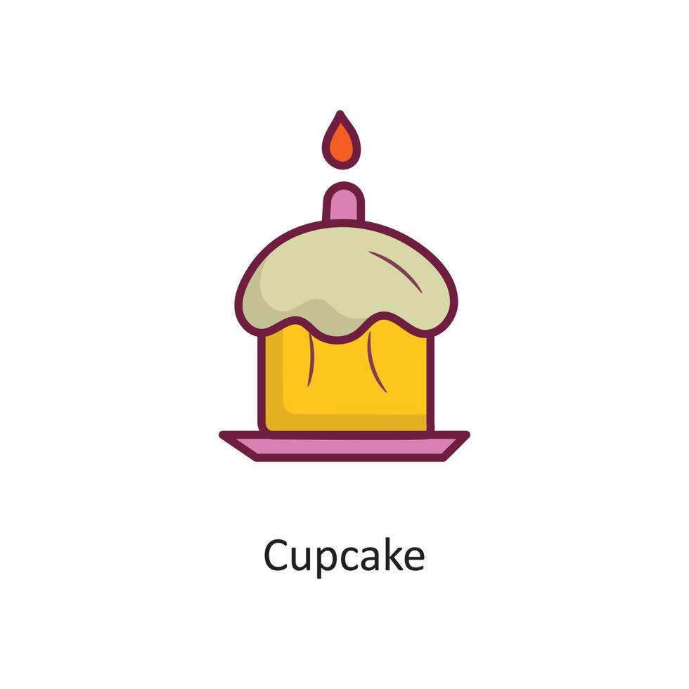 vetor de cupcake cheio de ilustração de design de ícone de contorno. símbolo de feriado no arquivo eps 10 de fundo branco